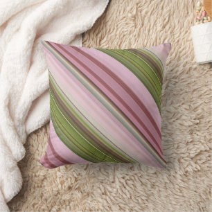Coussin Pétunias roses rayés et à carreaux rose et vert