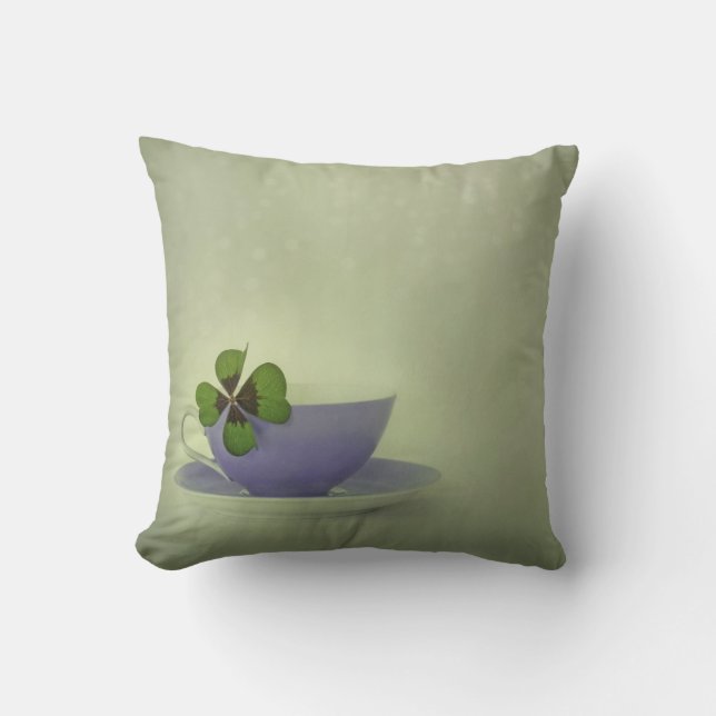 Coussin peu de carreau de chance (trèfle de quatre (Recto)