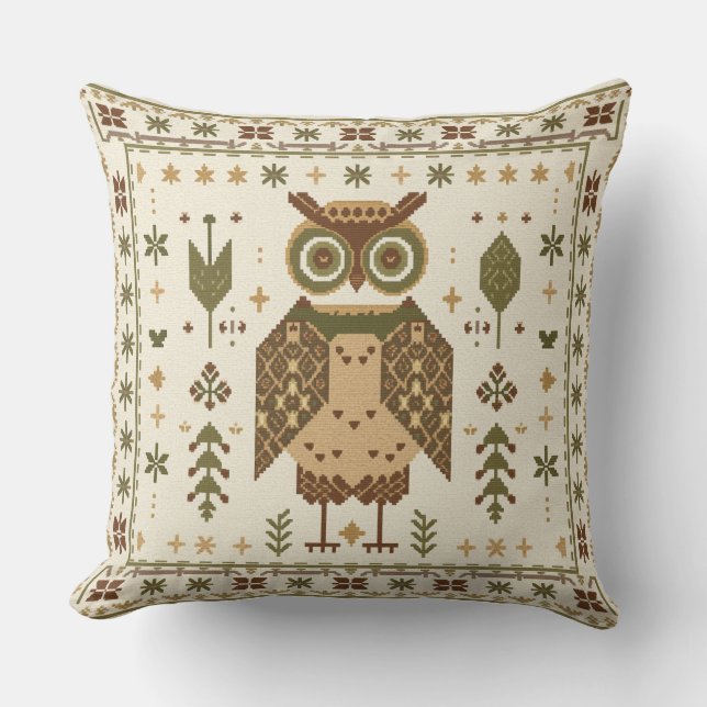 Coussin Peuple de hibou sylvestre (Recto)