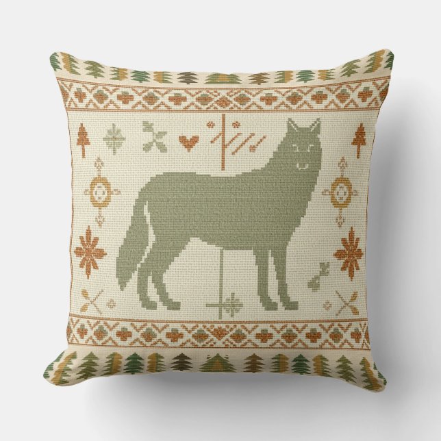 Coussin Peuple Loup des Bois (Recto)