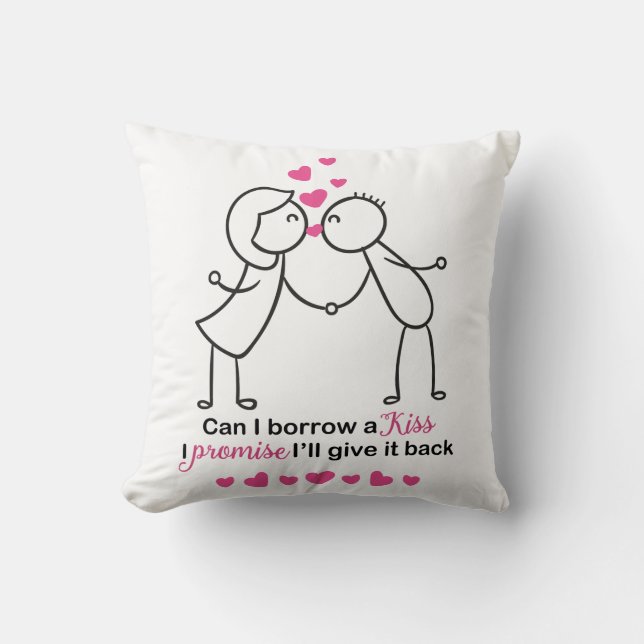 Coussin Peux j'emprunte une conception mignonne de couples (Recto)
