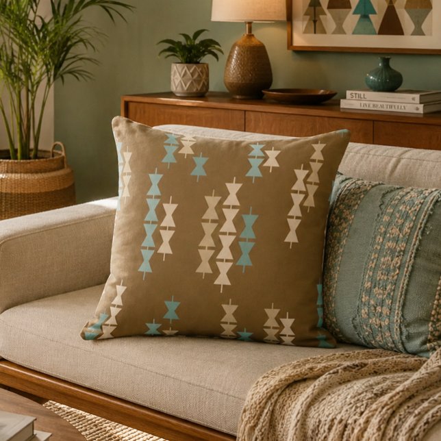Coussin Pewa géométrique hawaïen moderne du milieu du sièc (Créateur téléchargé)