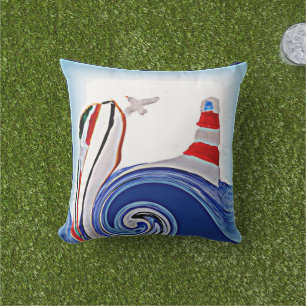 Coussin Phare Abstrait Bateau de Navigation