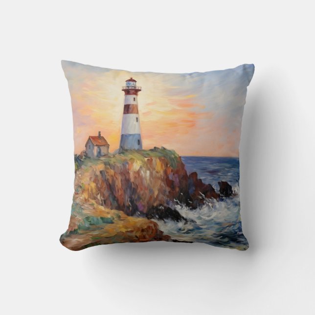 Coussin Phare Cliff Paysage Décor Art (Recto)