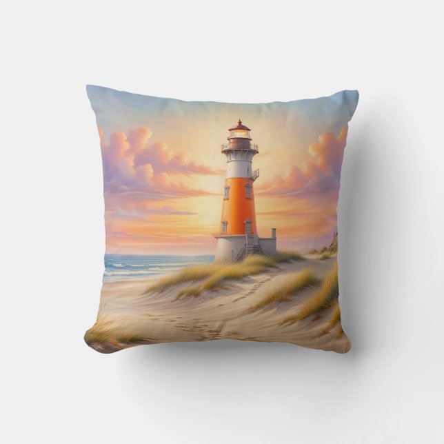 Coussin Phare Cool par l'Eau sur la Plage de Sable (Recto)
