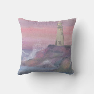 Coussin Phare Côtier Bluff Avec Ciel Rose