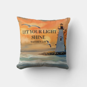 Coussin Phare coucher de soleil Verse Bible Laisser la lum