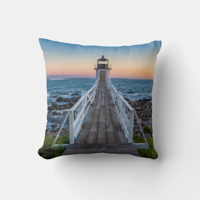 Coussin Phare de Marshall Point au coucher du soleil (Recto)