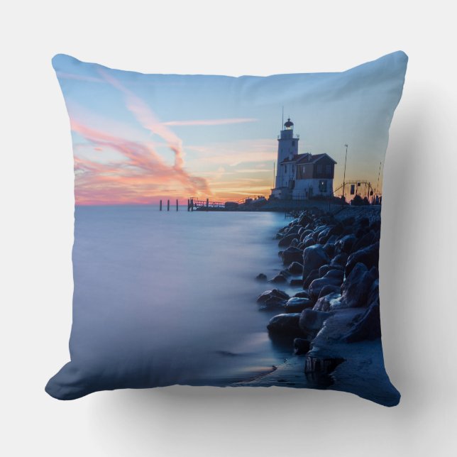 Coussin Phare de Paard van Marken dans un lever de soleil (Recto)