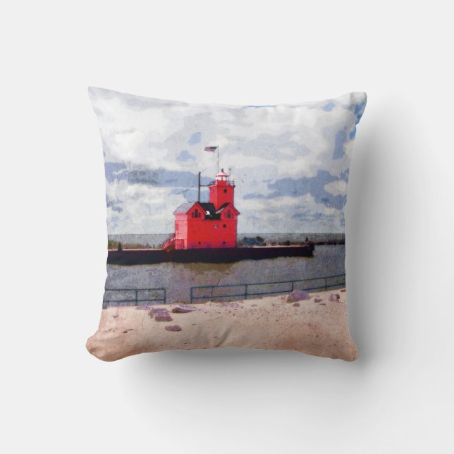 Coussin Phare du lac Michigan (Recto)