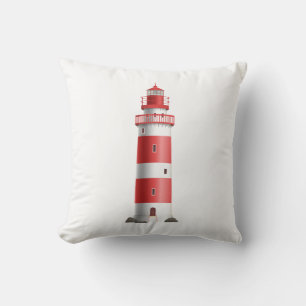 Coussin Phare Naútico Rouge Blanc Plage Océan Marin