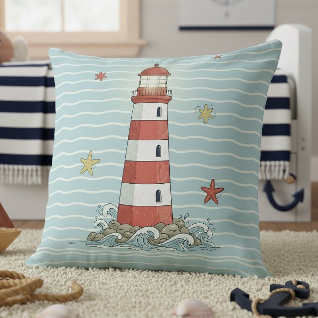 Coussin Phare nautique et étoile de mer ID1249 (Créateur téléchargé)