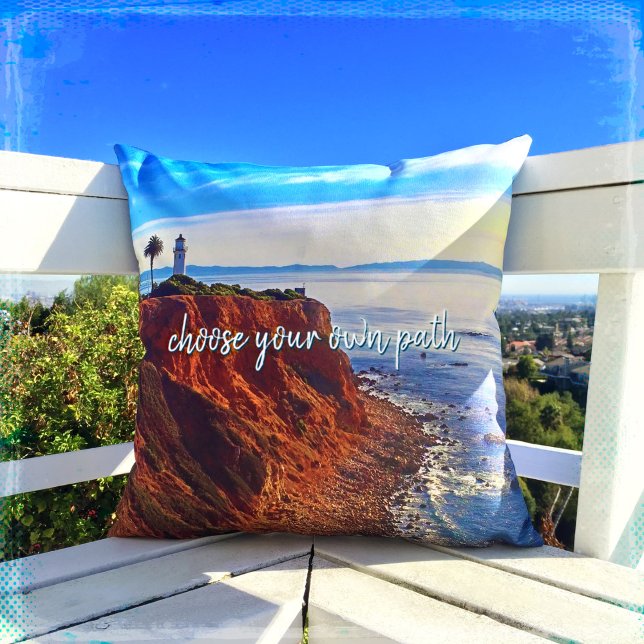 Coussin Phare Ocean Cliff Photo, Choisissez votre propre c (Créateur téléchargé)