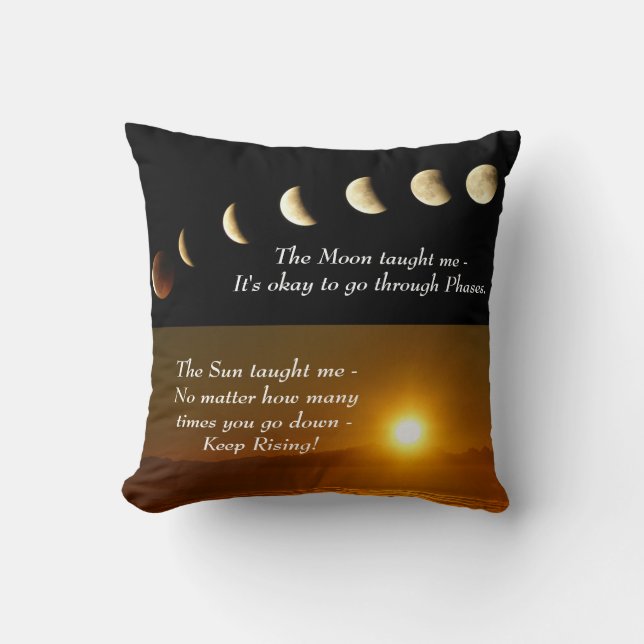 Coussin Phases de la lune Citation inspirante Sun Rises (Recto)