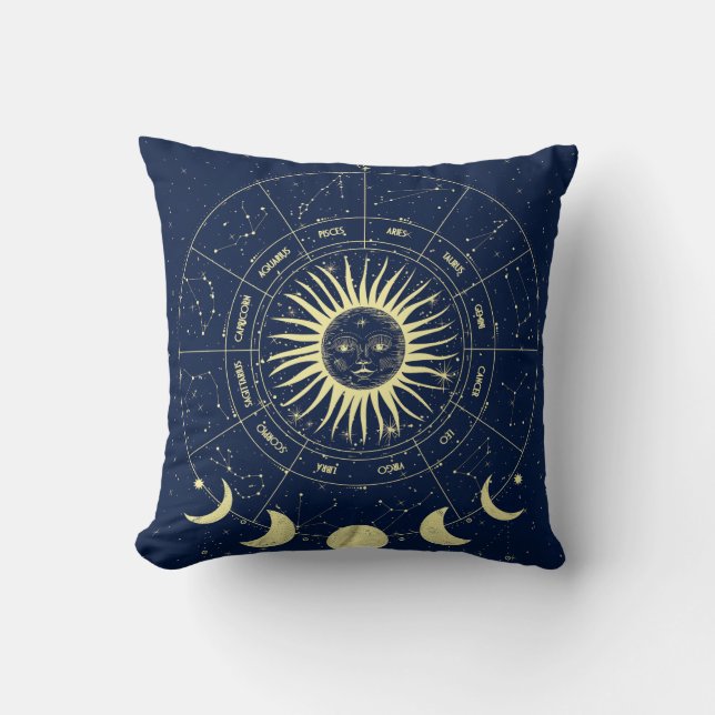 Coussin Phases de la lune solaire céleste Zodiac (Recto)