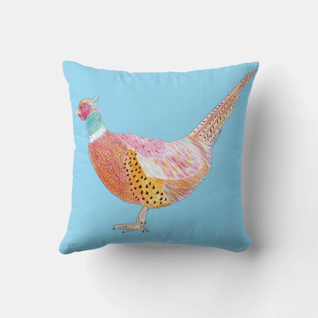 Coussin Pheasant bleu (Verso)