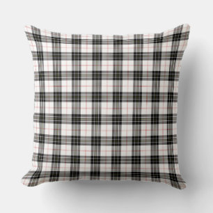 Coussin Pherson tartan noir blanc plaid