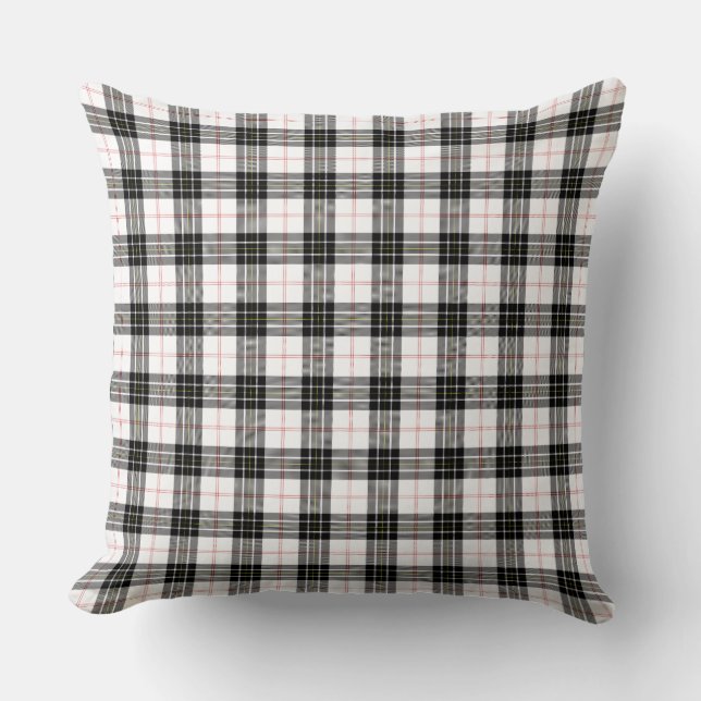 Coussin Pherson tartan noir blanc plaid (Recto)