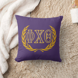 Coussin Phi Chi Theta Grecques avec couronne
