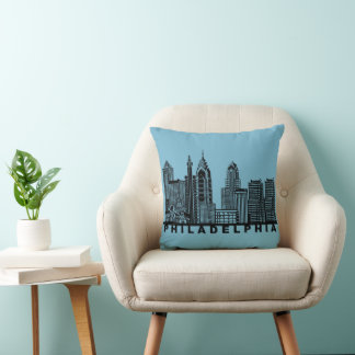 Coussin Philadelphia Skyline Silhouette 