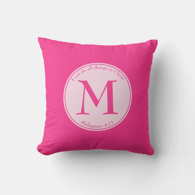 Coussin Philippiens 4:13 | ROSE | Reversible | MONOGRAMME (Recto)