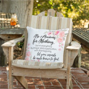 Coussin Philippiens 4:6 Soyez anxieux pour rien de rose fl