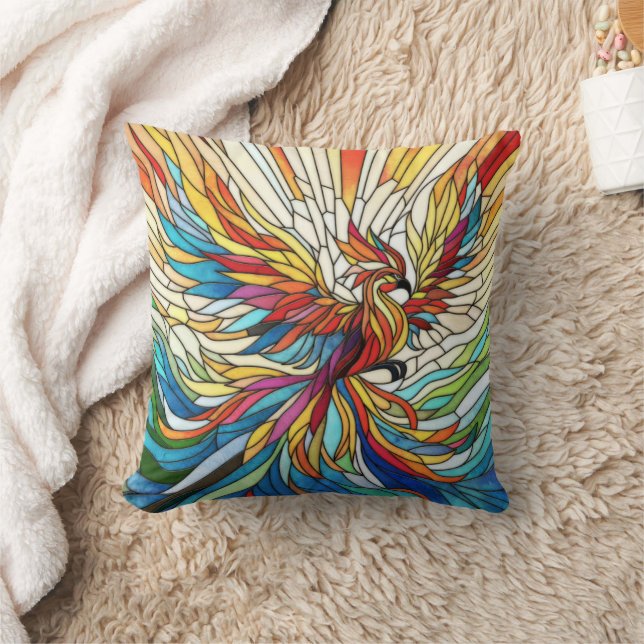 Coussin Phoenix Rising - mosaïque colorée art (Couverture)