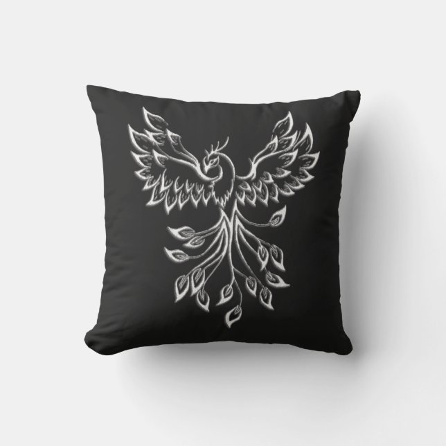 Coussin Phoenix se lève sur le noir (Recto)