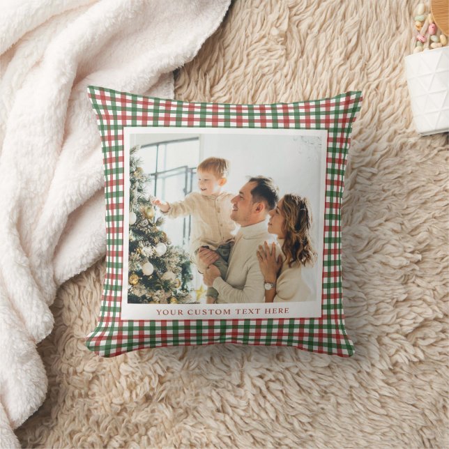 Coussin Photo à carreaux rouges et verts (Couverture)