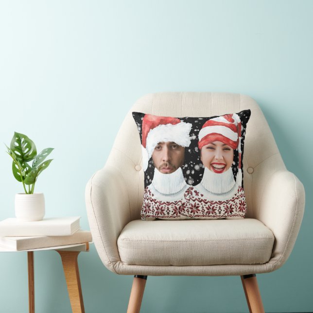 Coussin Photo amusante Noël personnalisé (Chaise)