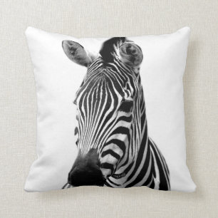 Coussin Photo animale africaine sauvage de zèbre noire et