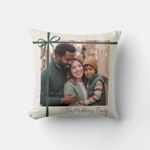 Coussin Photo au ruban vert élégant