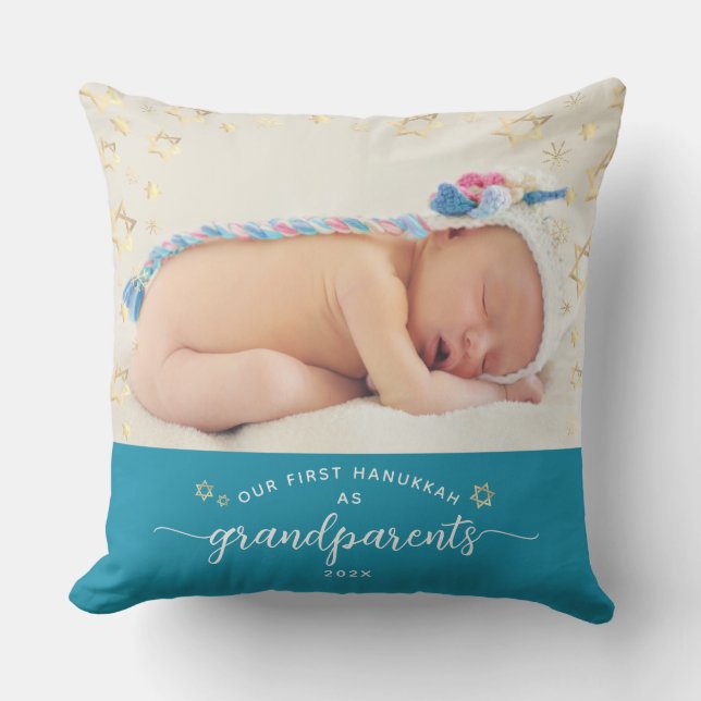 Coussin Photo Baby First Hanoukka Grand-parents Star David (Recto)