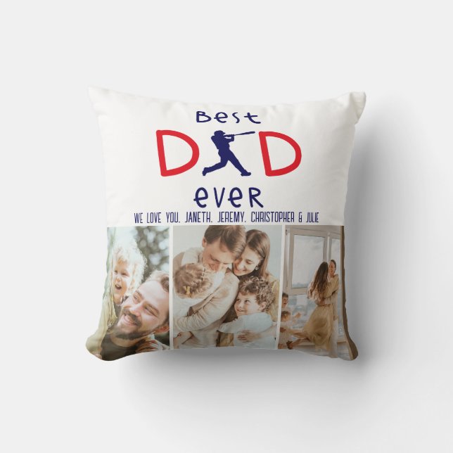 Coussin Photo Baseball Keepsaké We Love You Fête des pères (Recto)