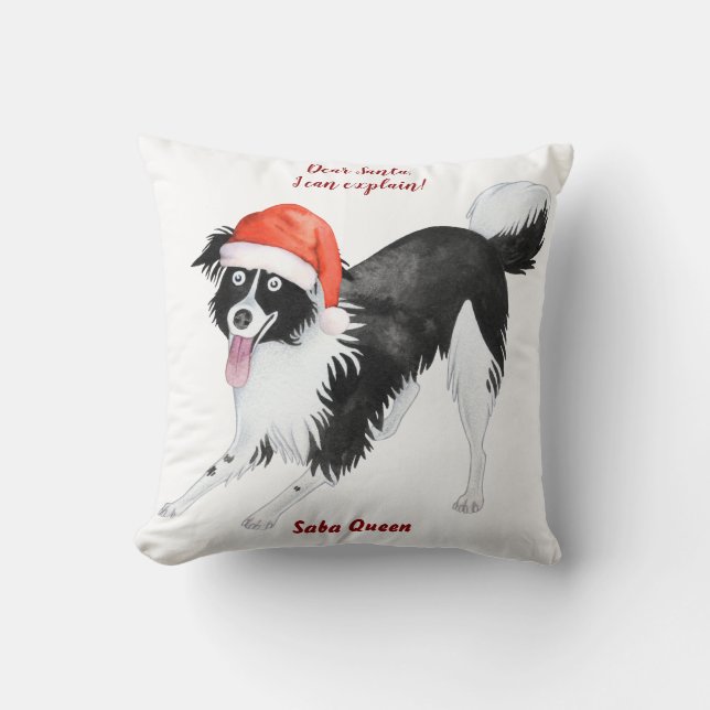 Coussin Photo Chien de Noël Cher Père Noël Je peux vous ex (Recto)