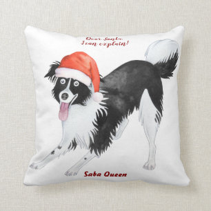 Coussin Photo Chien de Noël Cher Père Noël Je peux vous ex