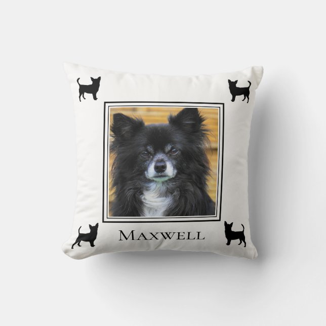Coussin Photo Chihuahua Avec Silhouette Personnalisée (Recto)