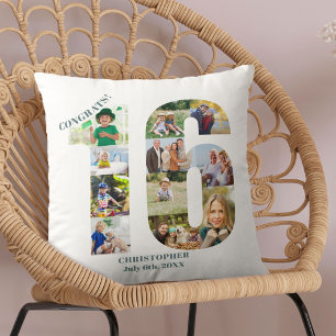Coussin Photo Collage 16e anniversaire Keepsaké personnali