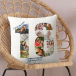 Coussin Photo Collage 18e anniversaire Keepsaké personnali<br><div class="desc">Cadeau personnalisé 18e anniversaire. Ce coussin décoratif personnalisé a un collage photo soigné en forme de numéro 18 avec typographie bleu marine. Le texte dit "Félicitations !" ainsi que votre nom et votre date de naissance (que vous pouvez modifier ou laisser en blanc). Le modèle est configuré pour vous permettre...</div>