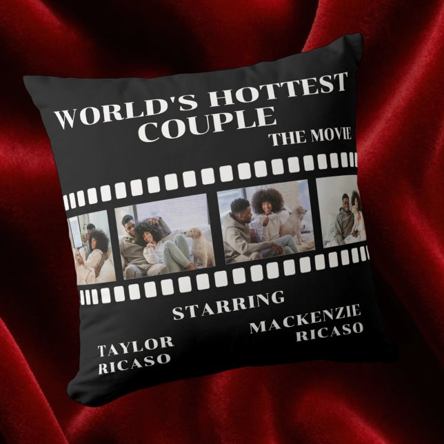 Coussin Photo Collage bande vidéo personnalisée do-it-your (Photo Collage Movie Strip Personalized DIY Custom Throw Pillow by Ricaso. For the movie fan couple)
