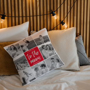 Coussin Photo Collage Couple Moderne & Citation De La Lune