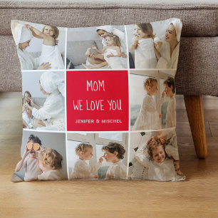 Coussin Photo collage Maman Red We Love You Best Mother Ve