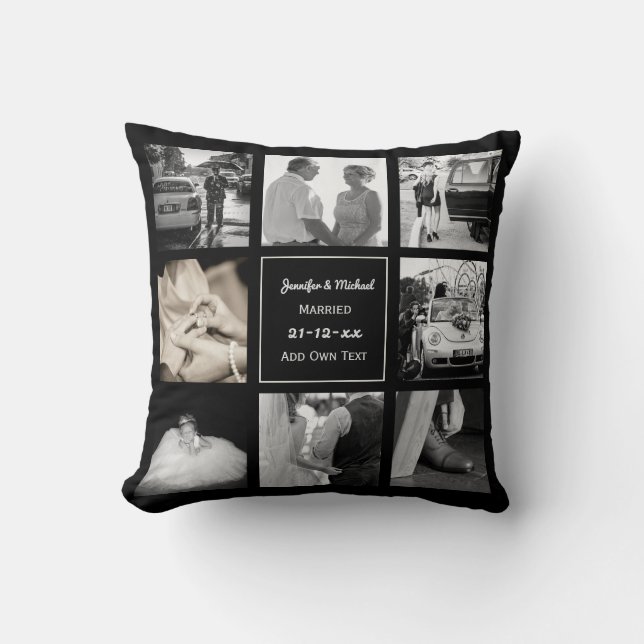 Coussin PHOTO COLLAGE Mariage ou cadeau d'anniversaire Noi (Recto)