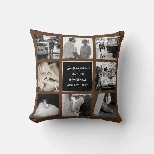 Coussin PHOTO COLLAGE Mariage Vow Renouvellement Anniversa (Recto)