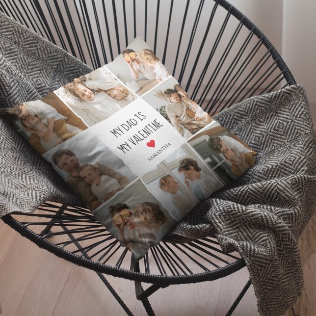 Coussin Photo Collage | Mon père est mon cadeau Valentine (Créateur téléchargé)