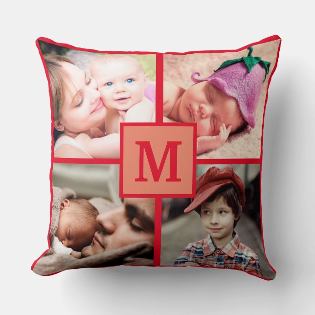Coussin Photo Collage Monogramme Personnaliser les images  (Recto)