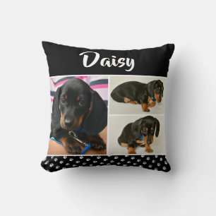 Coussin Photo Collage Pawprint de Chien Noir - Animaux de 
