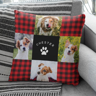 Coussin Photo d'animal de compagnie moderne Collage Red Bu