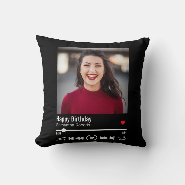 Coussin Photo d'anniversaire personnalisée moderne (Recto)