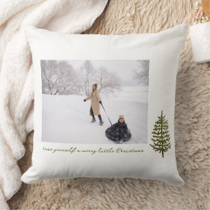 Coussin photo d'arbre de Noël moderne minimaliste à feuill